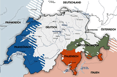 Die Landessprachen der Schweiz und ihre Verbreitung