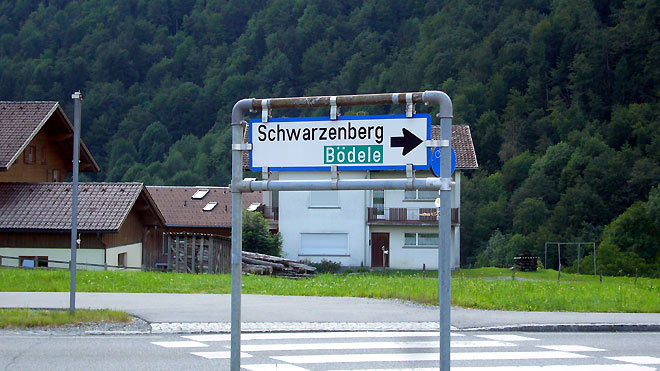 Schwarzenberg, Abzweig zum Bödele-Losenpass