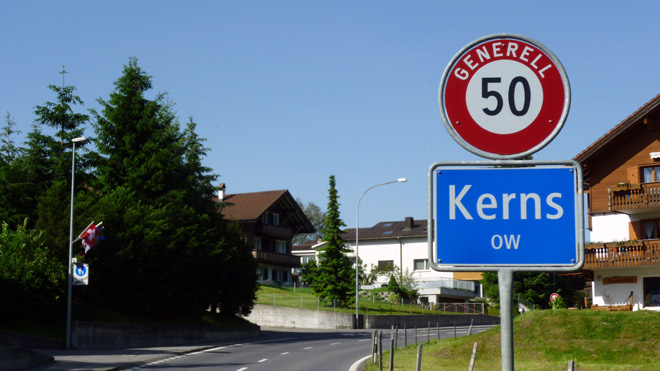 Kerns Kt. Obwalden, Start / Ziel einer Fahrt über den Ächerlipass