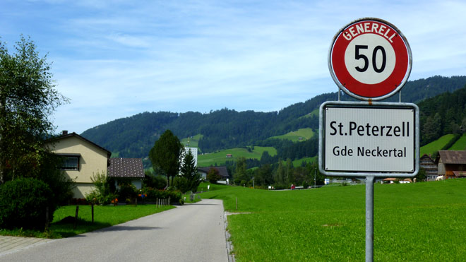 St. Peterzell, Start / Ziel einer Fahrt über die Riegelschwendi