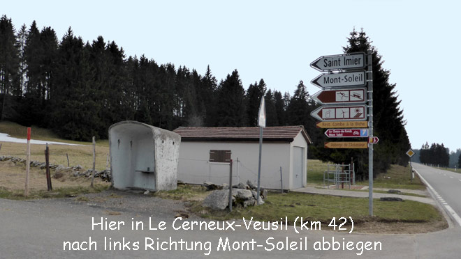 Abzweig Richtung Mont-Soleil