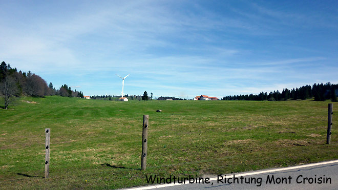 Richtung Col des Pontins, Windturbine