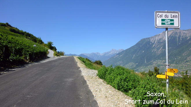 Nach Saxon, Start zum Col du Lein