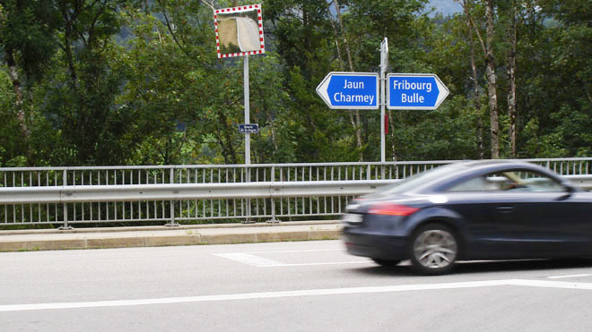 Ende der Tour auf der Hauptstrasse vom Jaun nach Broc