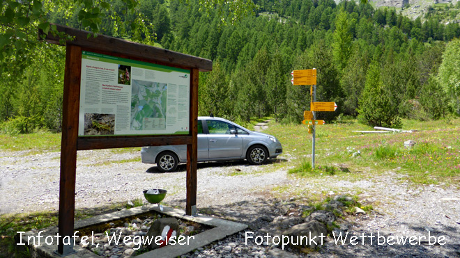 Infotafel Pro Natura Derborence,Wegweiser, Fotopunkt Wettbewerbe