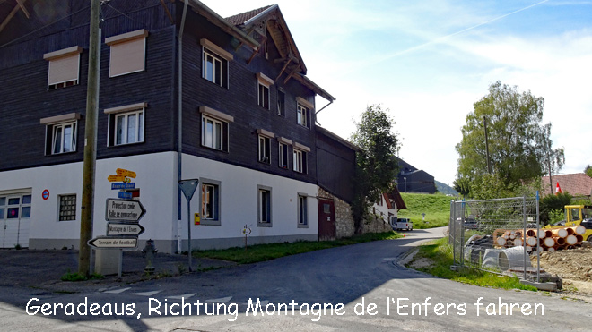 Richtung Montagne de l'Enfers abbiegen