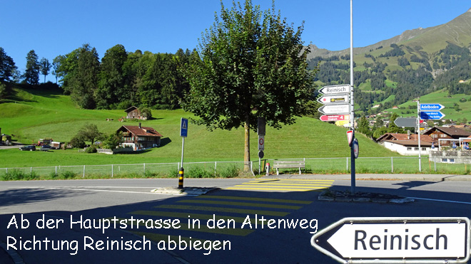 Frutigen, ab der Hauptstrasse in den Altenweg Richtung Reinisch abbiegen