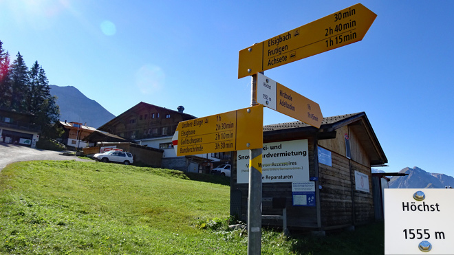 Wegweiser Höchst 1555 m.ü.M.