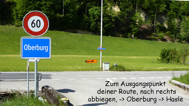 Oberburg, Weiterfahrt zum Ausgangspunkt oder z.B. Richtung Burgdorf