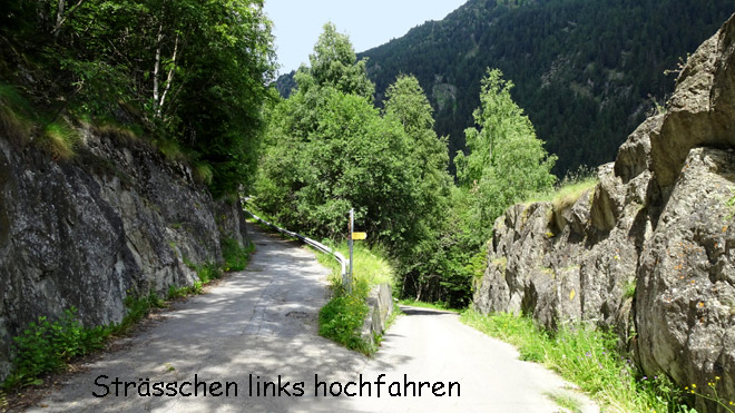 Richtung Stausee Gibidum, Strässchen links hochfahren