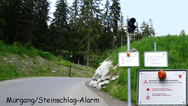 Murgang/Steinschlag-Alarm, speziell für Fussgänger