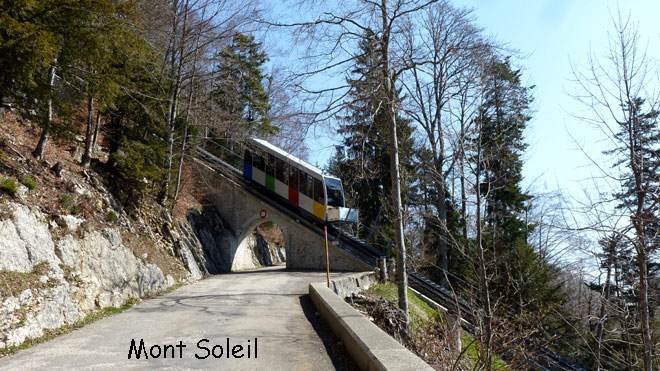 Mont Solieil, Begegnung mit der Drahtseilbahn St-Imier - Mont Soleil