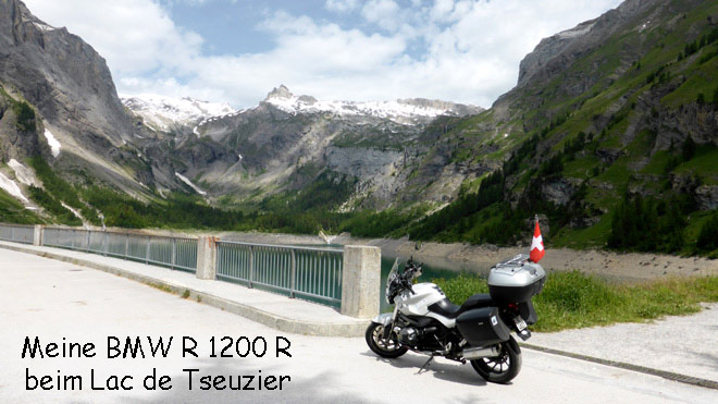 Meine BMW R 1200 R beim Lac de Tseuzier