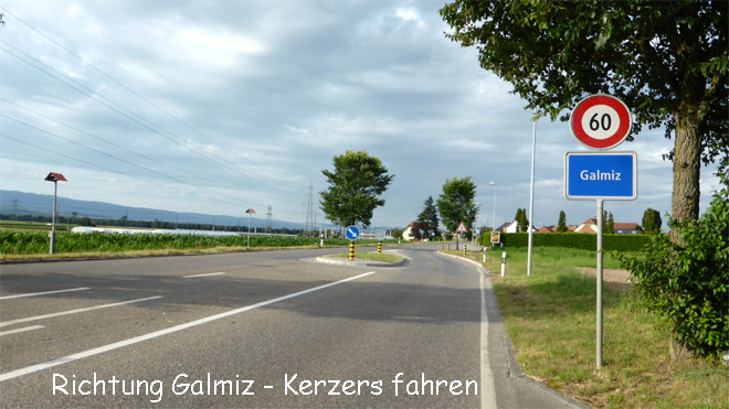 Richtung Galmiz - Kerzers fahren abbiegen
