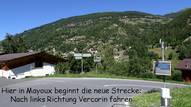 In Mayoux links nach Vercorin fahren