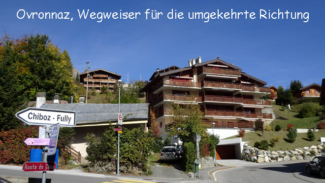 Ovronnaz, Wegweiser für die umgekehrte Richtung