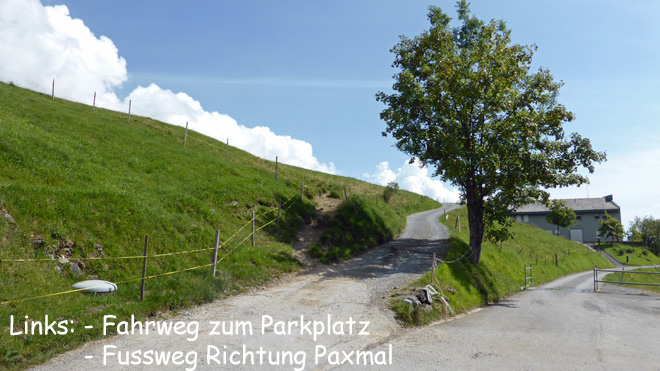 Fahrweg zum Parkplaz, Fusswg Richtung Paxmal