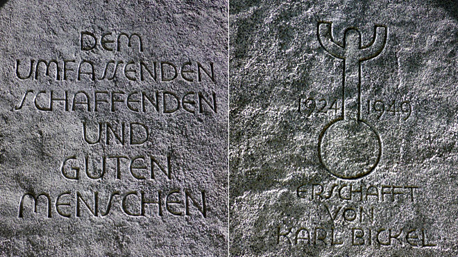 Erinnerung an den Erbauer Karl Bickel