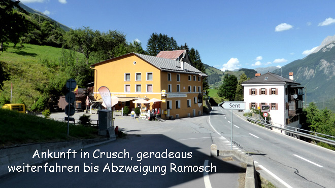 Ankunft in Crusch, weiterfahren Richtung Ramosch