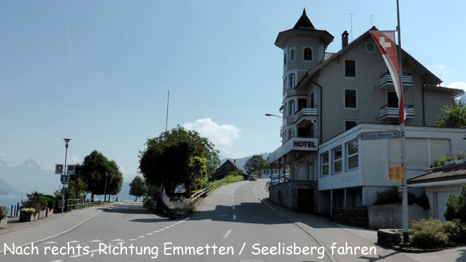 Nach rechts, Richtung Emmetten / Seelisberg fahren