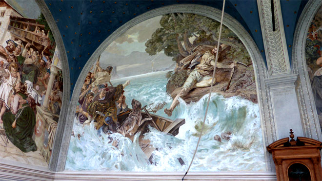 Wilhelm Tell bei seinem gewaltigen Sprung vom Schiff an Land