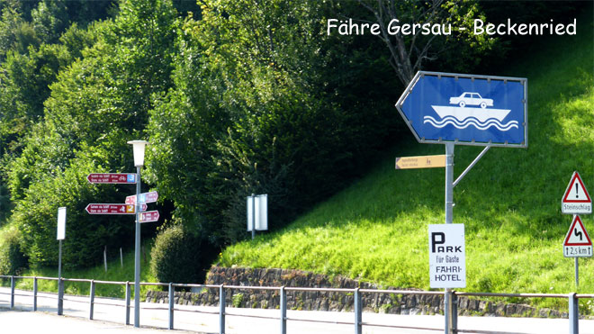Den Wegweisern zur Fähre Gersau - Beckenried folgen