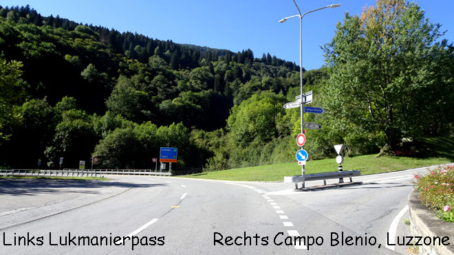 Links Lukmanierpass, rechts Campo Blenio, Luzzone