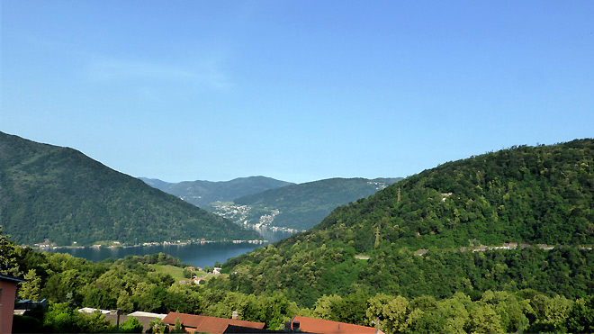 Blick hinunter auf den Lago di Lugano, Richtung Morcote