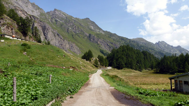 Talfahrt hinunter zum Stausee Sambucco