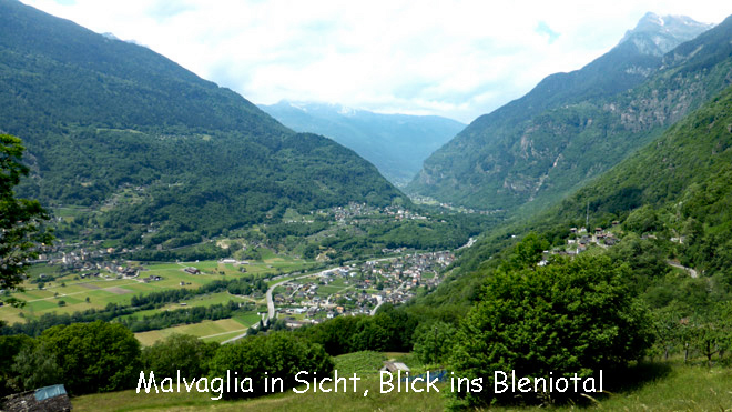 Malvaglia in Sicht, Blick ins Bleniotal